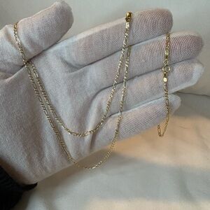 10K Italian Gold Figaro Set – 18” Necklace + 7” Bracelet (2.1mm)